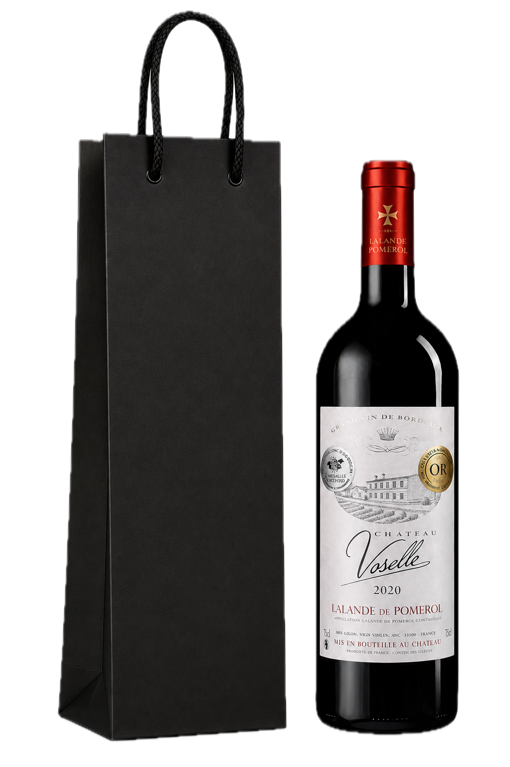 Gift bag black for 1 bottle of wine.
