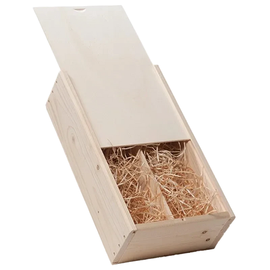 Houten Wijnkist voor 2 Flessen met Schuifdeksel