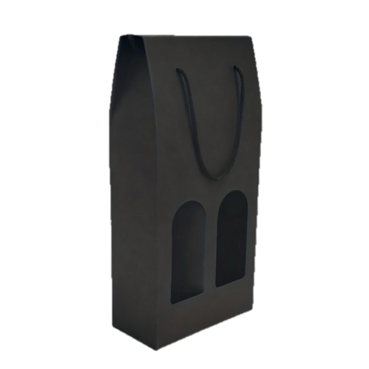 Gift box with handle black/red/pink for 2 bottles of wine.