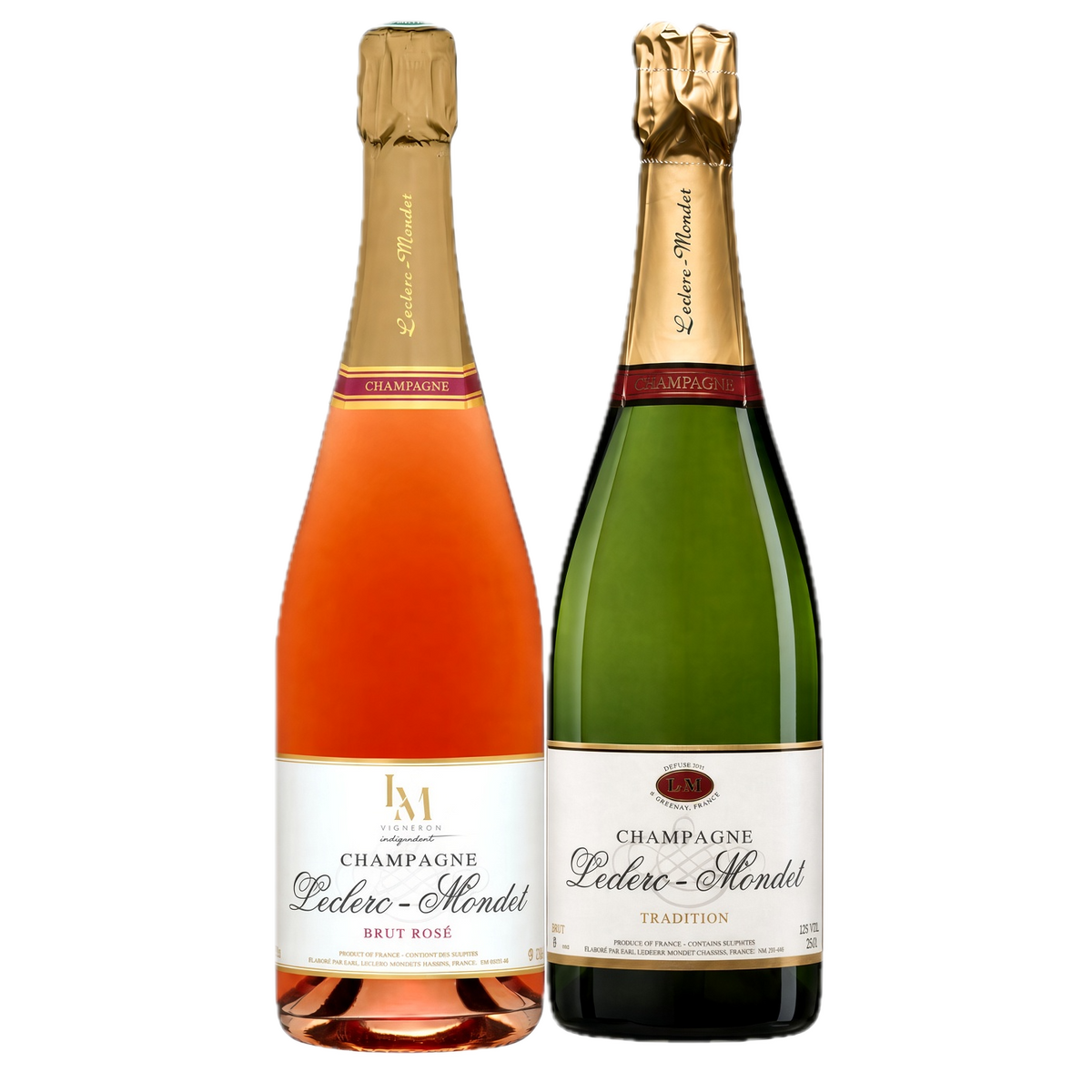 Leclerc Mondet Champagne Brut & Brut Rosé incl. houten wijnkist